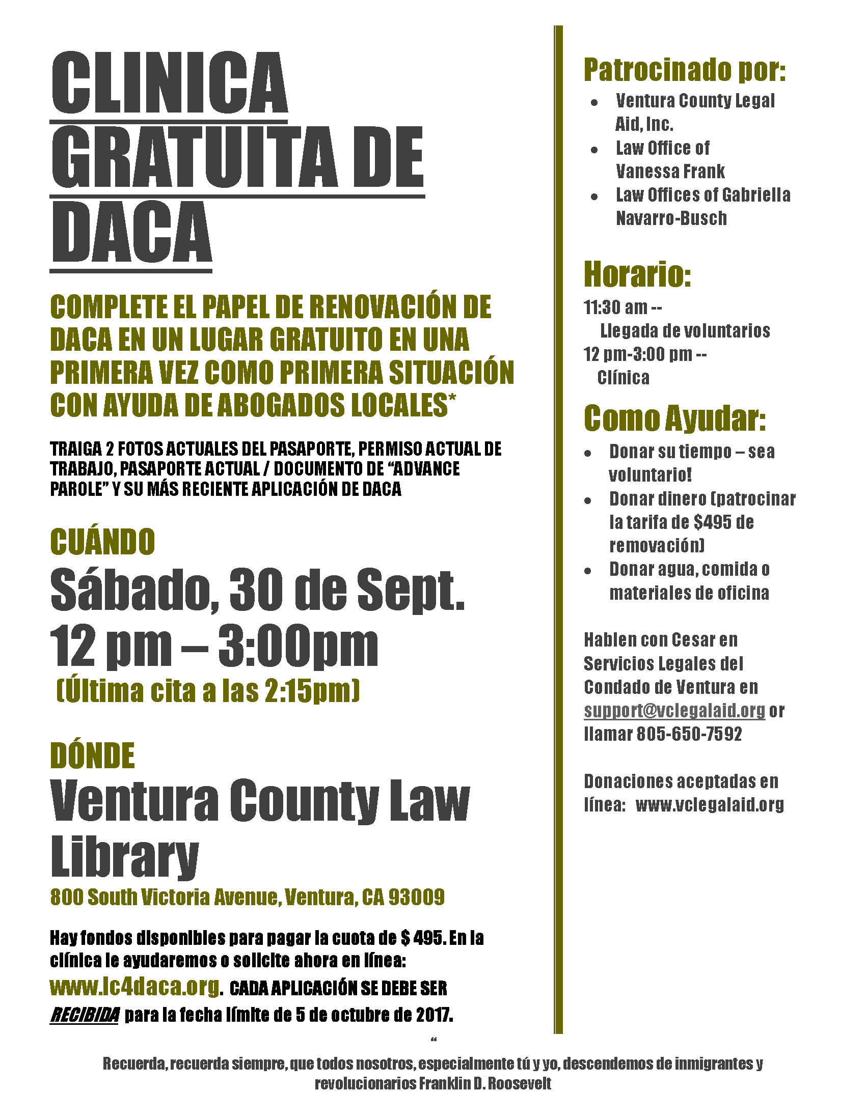 DACA Clinic Sept. 30